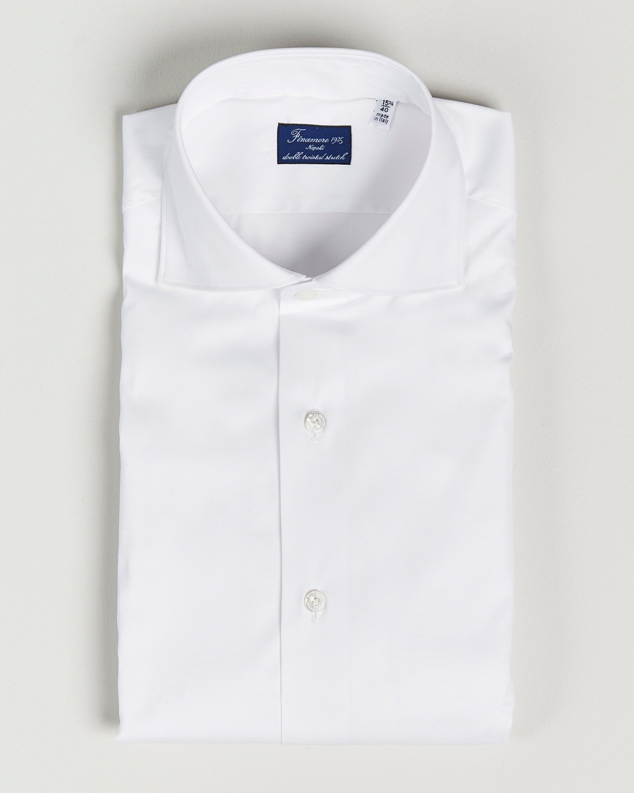 Finamore Napoli Milano Slim Fit Stretch Shirt White – White
