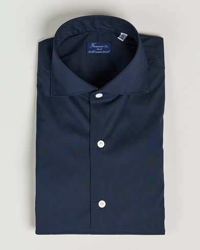 Men | Business Shirts | Finamore Napoli | Milano Slim Fit Stretch Shirt Navy