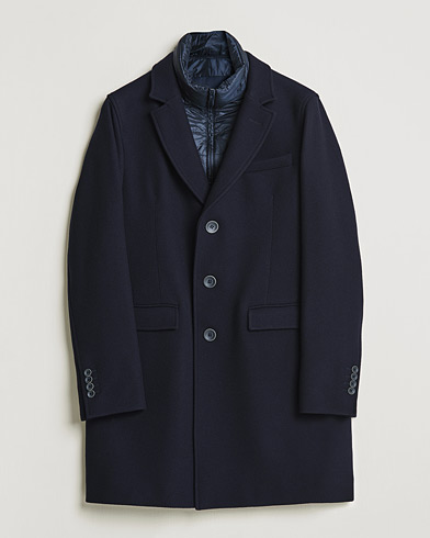 Men | Coats | Herno | Wool Zip Coat Navy