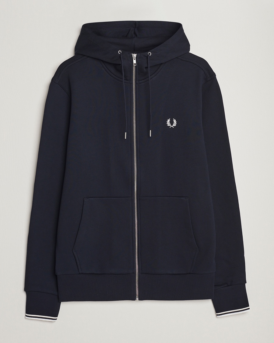 Fred Perry Full Zip Hooded Sweatshirt Navy – Blue