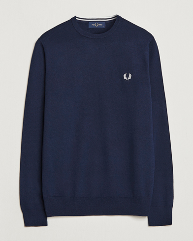 Men | Crew Neck Jumpers | Fred Perry | Classic Crew Neck Jumper Navy