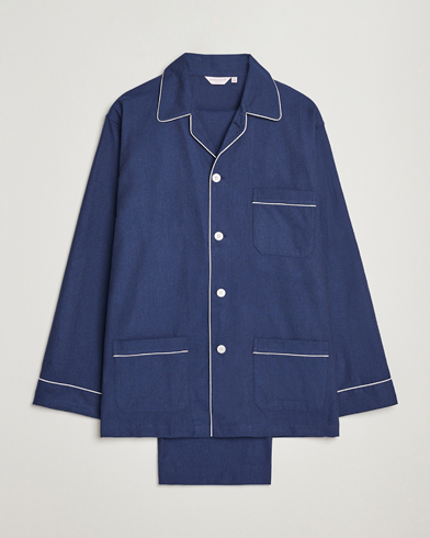 Men | Loungewear | Derek Rose | Brushed Cotton Flanell Pyjama Set Navy