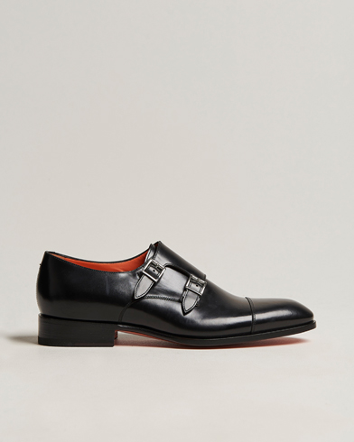 Men | Handmade Shoes | Santoni | Blake Double Monk  Black Calf