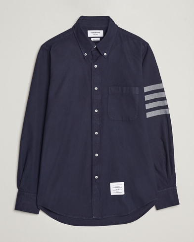 Men | Shirts | Thom Browne | 4 Bar Flannel Shirt Navy