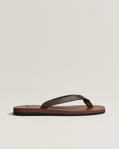 The Resort Co Saffiano Leather Flip-Flop Brown/Brown