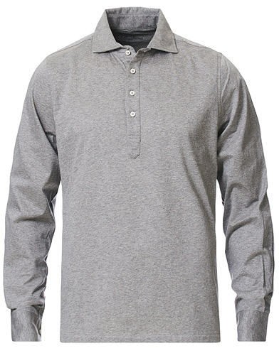  |  Cotton Popover Poloshirt Grey Melange