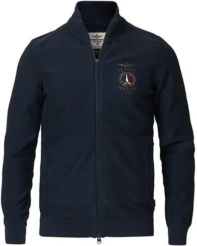 Zip Throughs |  Garment Dyed Full Zip Sweater Blue Navy
