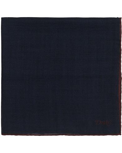  Plain Wool/Silk Pocket Square Navy