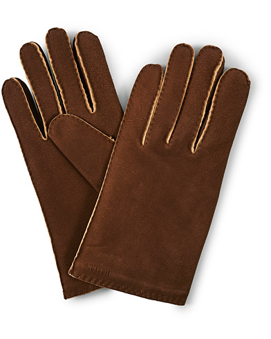 Men | Warming accessories | Hestra | Philippe Chamoise Wool Lined Glove Brown