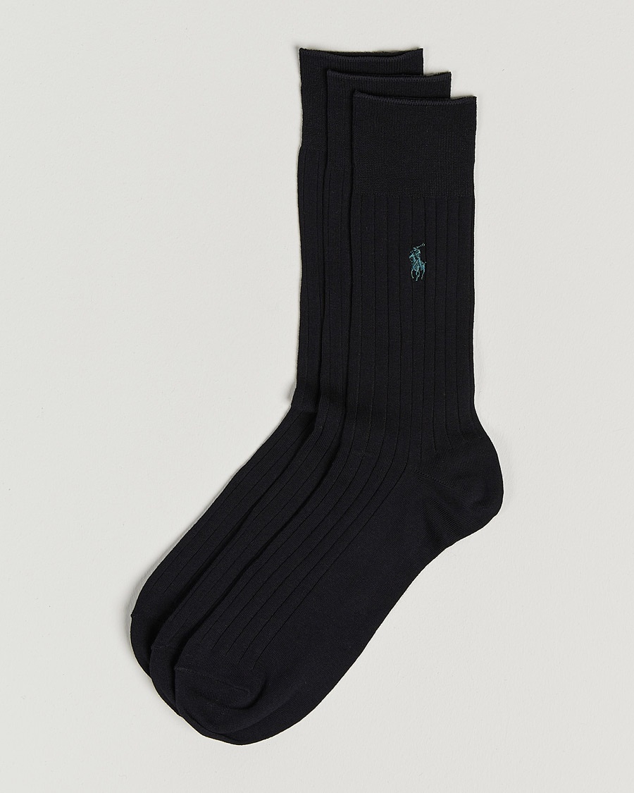 Polo Ralph Lauren 3-Pack Egyptian Rib Crew Socks Black – Black