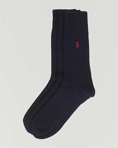 Men |  | Polo Ralph Lauren | 3-Pack Egyptian Cotton Ribbed Socks Navy