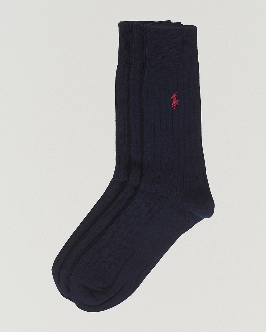 Polo Ralph Lauren 3-Pack Egyptian Rib Crew Socks Navy – Blue