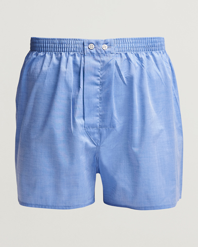 Men | Loungewear | Derek Rose | Classic Fit Cotton Boxer Shorts Blue