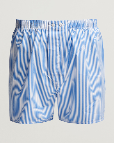 Men | Loungewear | Derek Rose | Classic Fit Cotton Boxer Shorts Blue Stripe