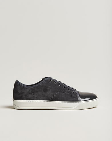 Men | Luxury Brands | Lanvin | Patent Cap Toe Sneaker Dark Grey