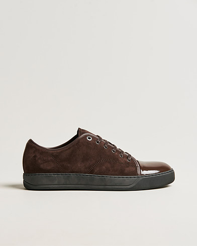 Men |  | Lanvin | Patent Cap Toe Sneaker Dark Brown