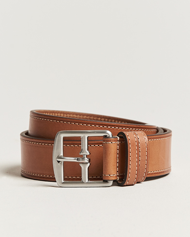 Men | Belts | Anderson's | Bridle Stiched 3,5 cm Leather Belt Tan