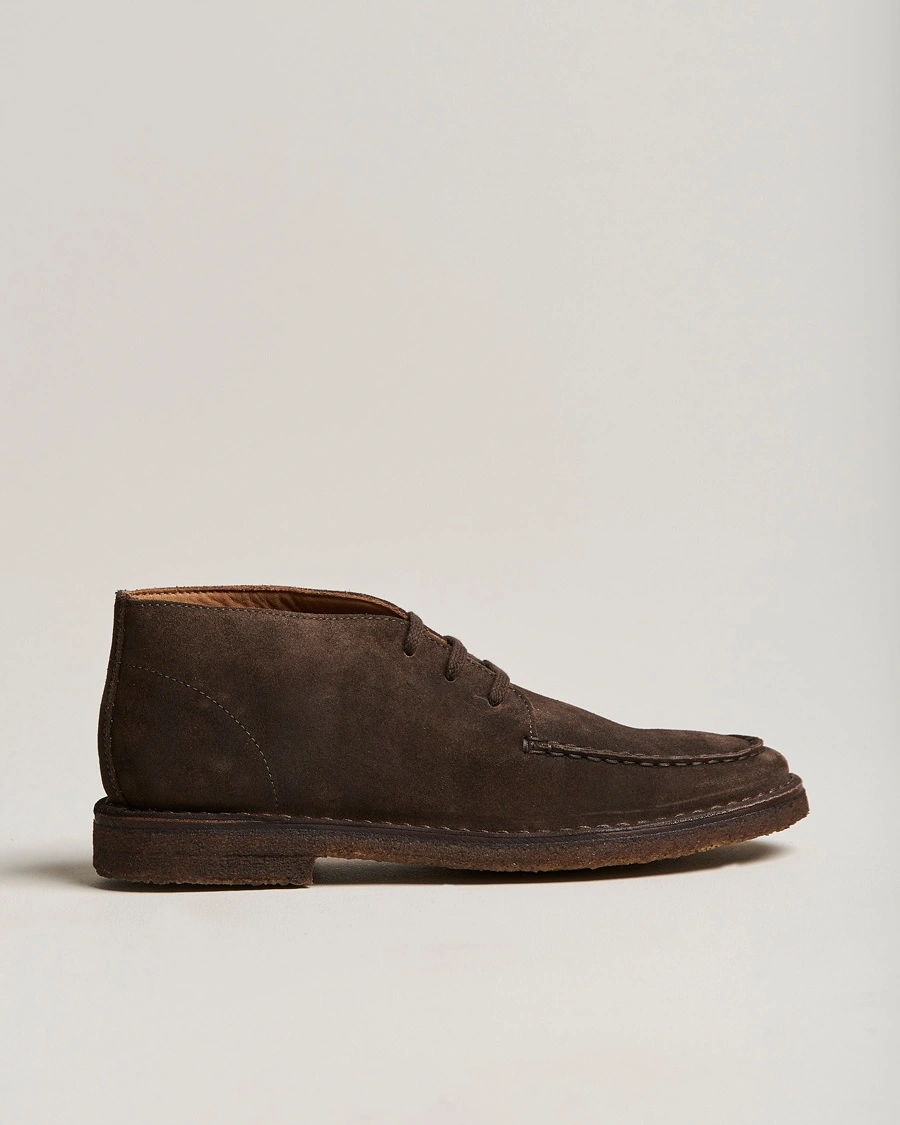 Drake's Crosby Moc-Toe Suede Chukka Boots Dark Brown – Brown