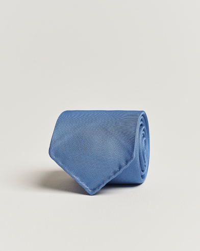 Men |  | Drake's | Handrolled Woven Silk 8 cm Tie Blue