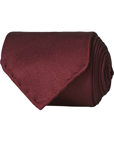 Men |  | Drake's | Handrolled Woven Silk 8 cm Tie Burgundy