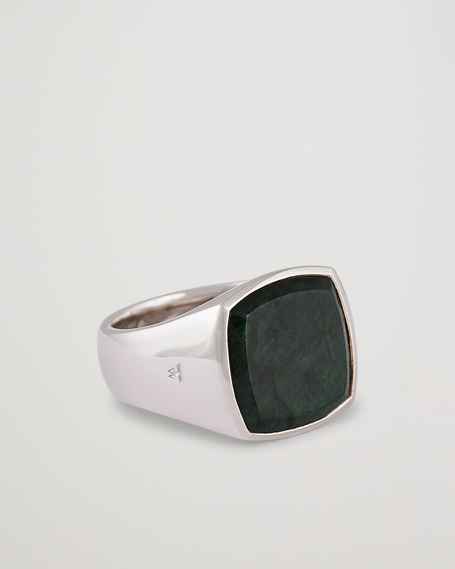 Tom Wood Cushion Green Marble Ring Silver – Silver