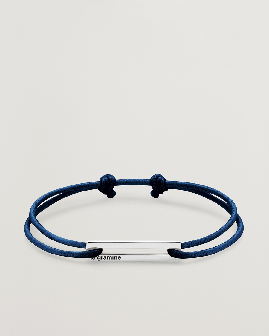 LE GRAMME Cord Bracelet Le 17/10 Navy/Sterling Silver – Blue