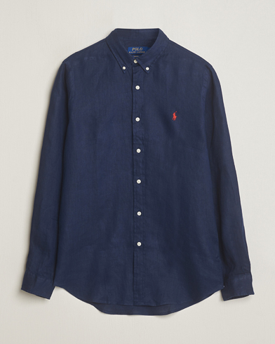 Shirts |  Slim Fit Linen Button Down Shirt Newport Navy