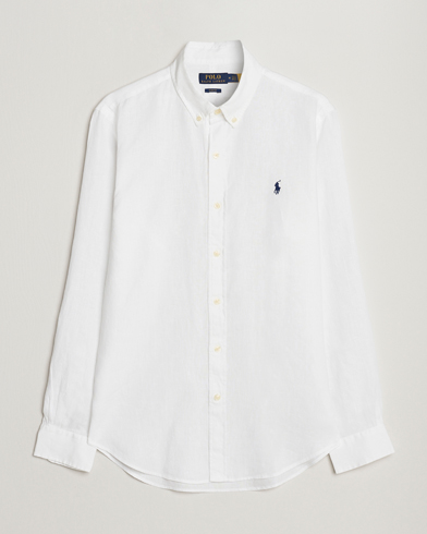 Men | Linen Shirts | Polo Ralph Lauren | Slim Fit Linen Button Down Shirt White