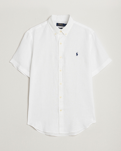 Men |  | Polo Ralph Lauren | Slim Fit Linen Short Sleeve Shirt White