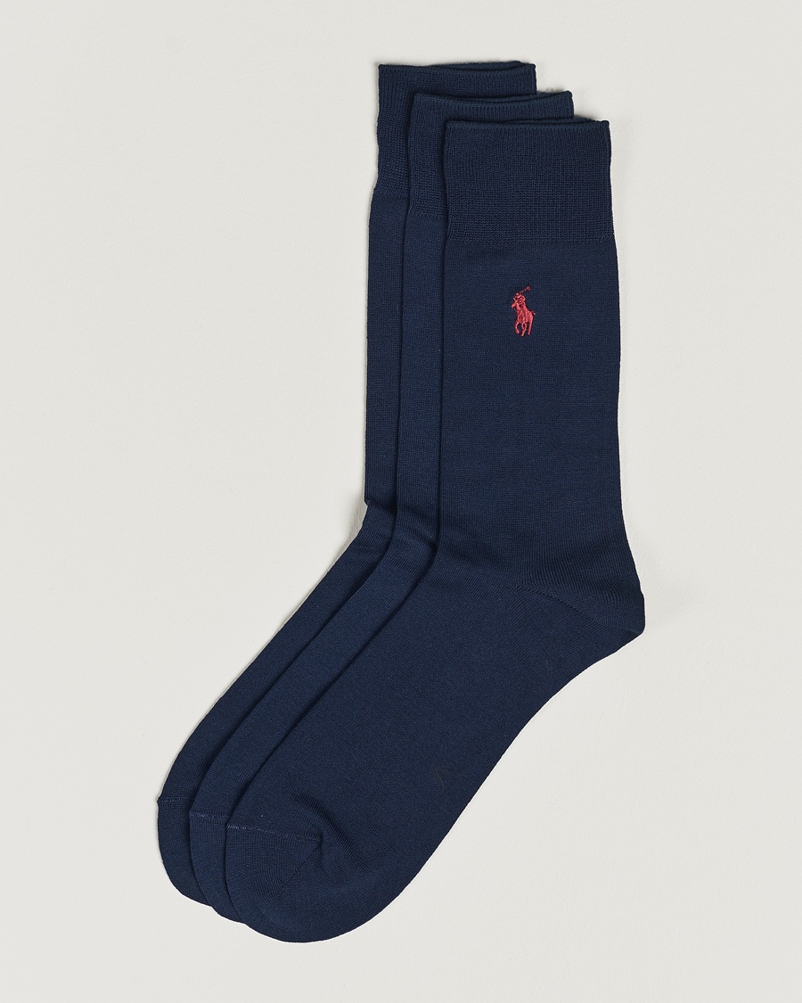 Polo Ralph Lauren 3-Pack Mercerized Cotton Socks Navy – Blue
