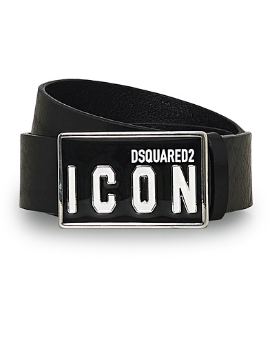 Men | Leather Belts | Dsquared2 | Icon Plaque Belt Black