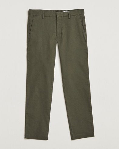 Men | Organic Menswear | NN07 | Theo Regular Fit Stretch Chinos Army Green