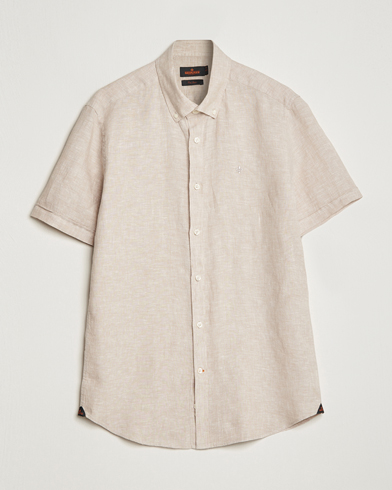 Men | Linen Shirts | Morris | Douglas Linen Short Sleeve Shirt Khaki