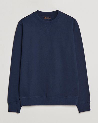 Men | Sweaters & Knitwear | Stenströms | Cotton Collage Crew Neck Navy