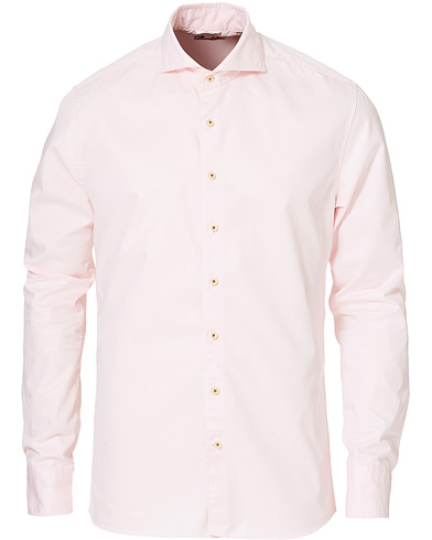 Stenströms Slimline Washed Cotton Plain Shirt Pink