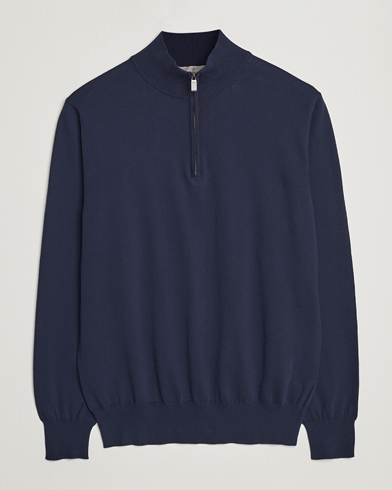 Men | Canali | Canali | Cotton Half Zip Sweater Navy