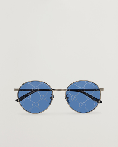 Men | Round Frame Sunglasses | Gucci | GG0944SA Sunglasses Silver/Blue