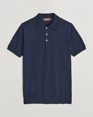 Men | Clothing | Morris Heritage | Short Sleeve Knitted Polo Shirt Navy