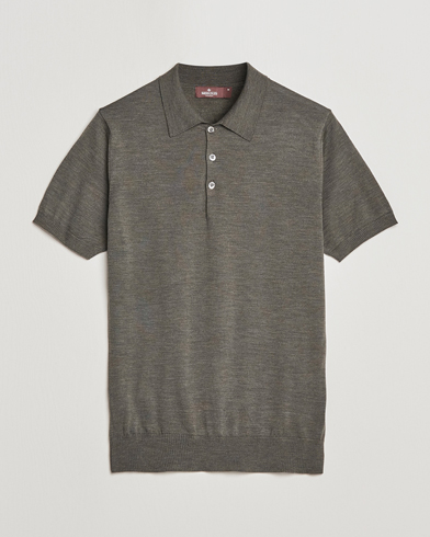Men | Clothing | Morris Heritage | Short Sleeve Knitted Polo Shirt Olive Green