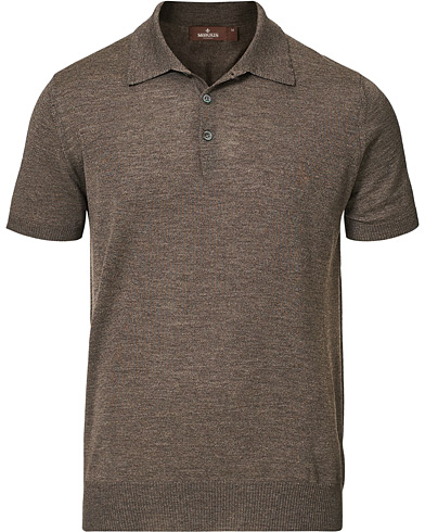 Men |  | Morris Heritage | Short Sleeve Knitted Polo Shirt Brown