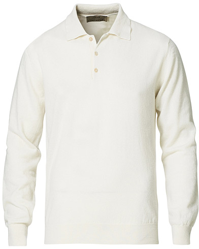 Knitted Polo Shirts |  Todd & Duncan Cashmere Polo Ice White