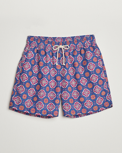 Men | Drawstring swim shorts | Ripa Ripa | Maestrale Printed Swimshorts Blue/Red