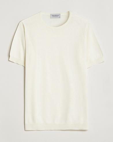 Men | White t-shirts | John Smedley | Belden Wool/Cotton T-Shirt Latte