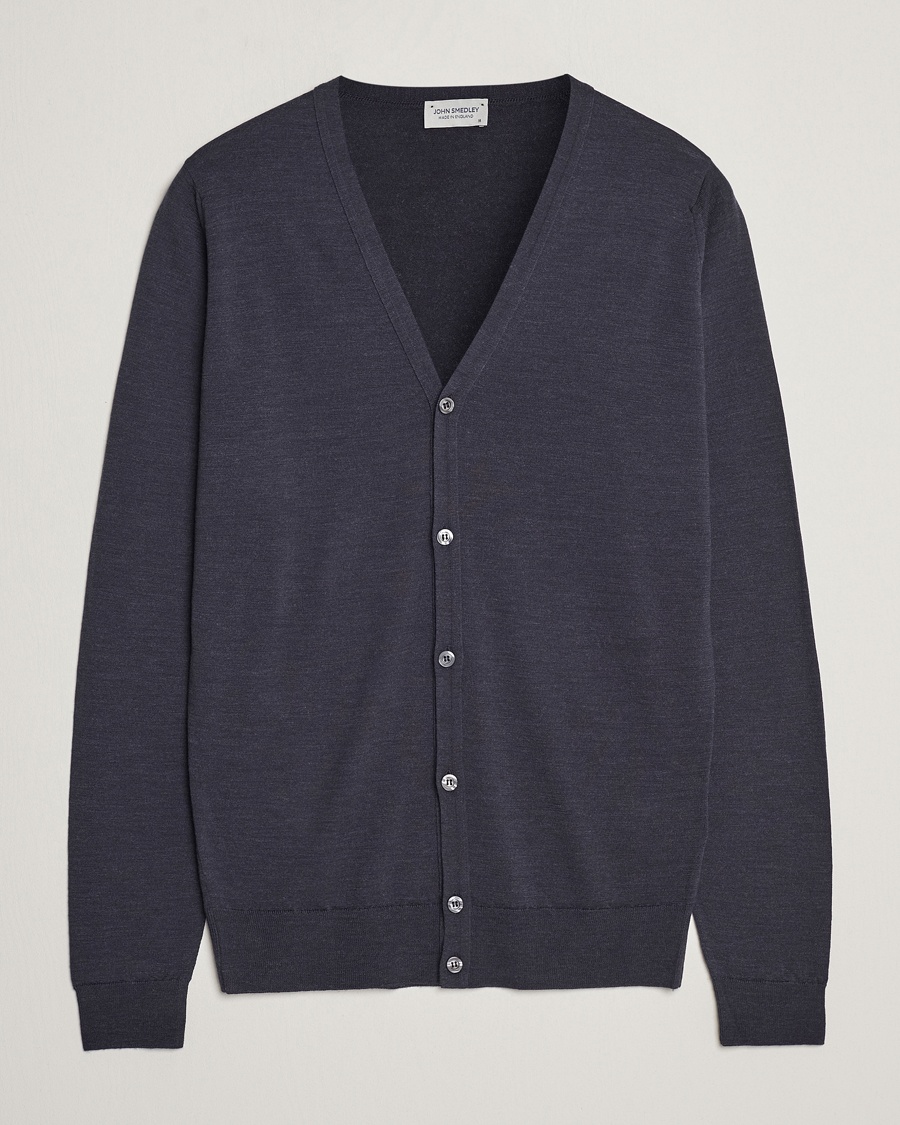 John Smedley Petworth Extra Fine Merino Cardigan Hepburn Smoke – Grey