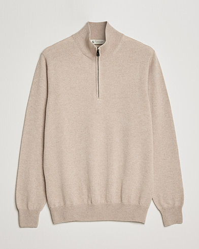 Men | Cashmere sweaters | Piacenza Cashmere | Cashmere Half Zip Sweater Beige