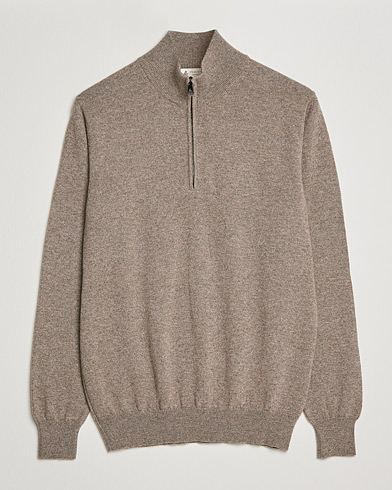  Cashmere Half Zip Sweater Brown