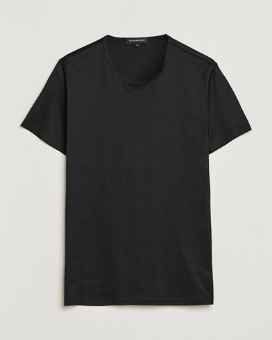 Men | Italian Department | Zegna | Filoscozia Fine Cotton Crew Neck T-Shirt Black
