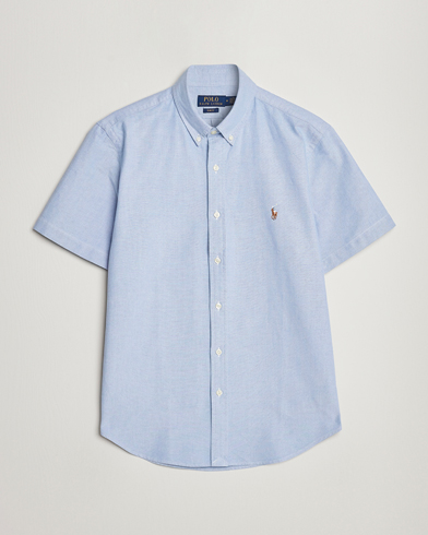 Men | Short Sleeve Shirts | Polo Ralph Lauren | Slim Fit Oxford Short Sleeve Shirt Light Blue