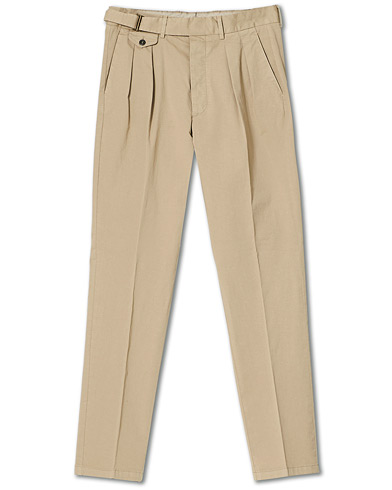  Luxor Double Pleated Cotton Trousers Beige