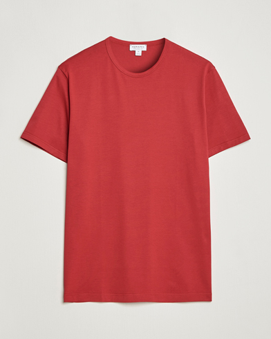 Men | Short Sleeve T-shirts | Sunspel | Crew Neck Cotton Tee Wine